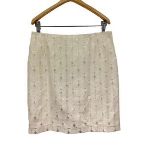 H&M Women’s Shiny Gold & Cream Mini Pencil Skirt Size US 12 Party New Year's